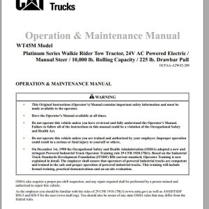 CAT Forklift WT45BM Service Operation Maintenance Manual