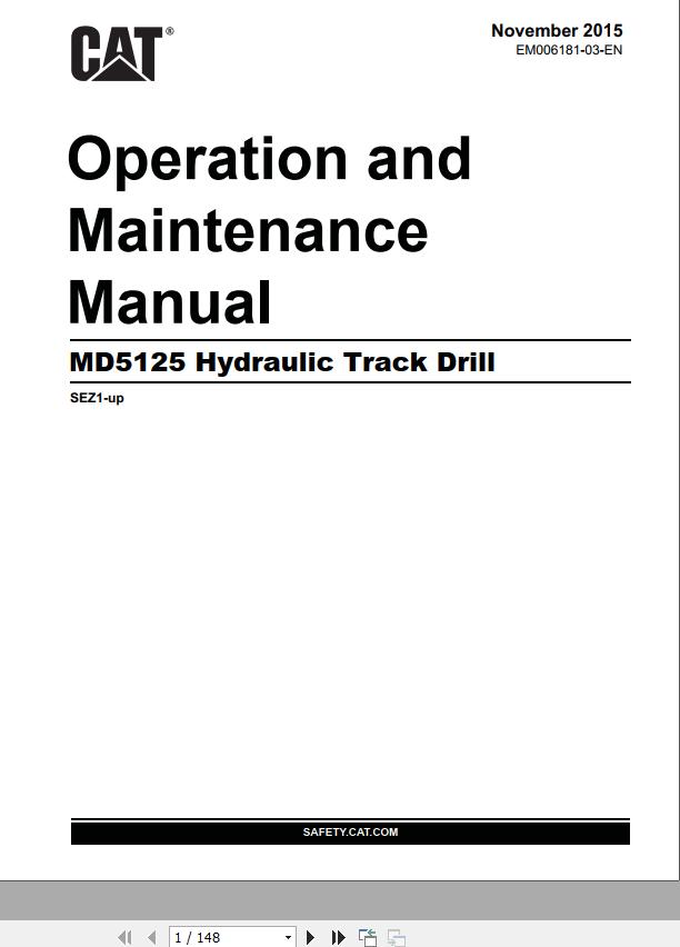 CAT Hydraulic Track Drill MD5125 Operation and Maintenance Manual EM006181 EN ES