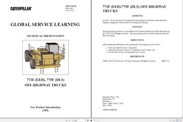 CAT Off Highway Trucks 773 EED 775 DLS Global Service Learning Technical Presentation 1