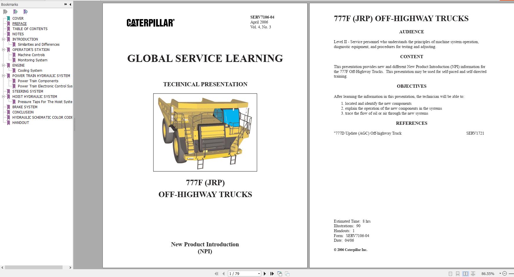 CAT Off Highway Trucks 777F JRP Global Service Learning Technical Presentation 1