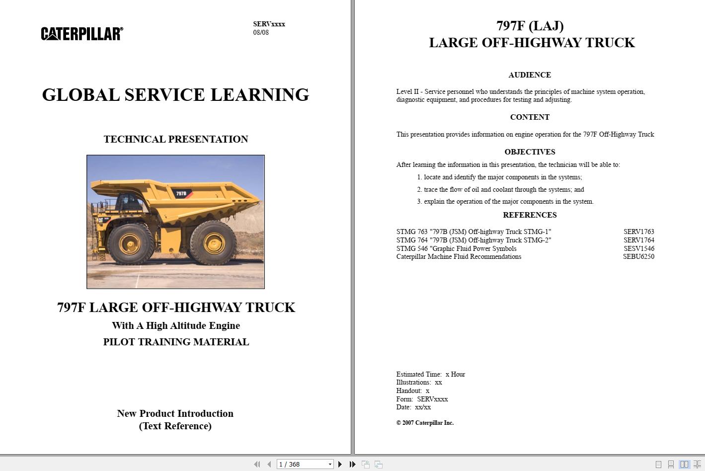 CAT Off Highway Trucks 797F Global Service Learning Technical Presentation 1