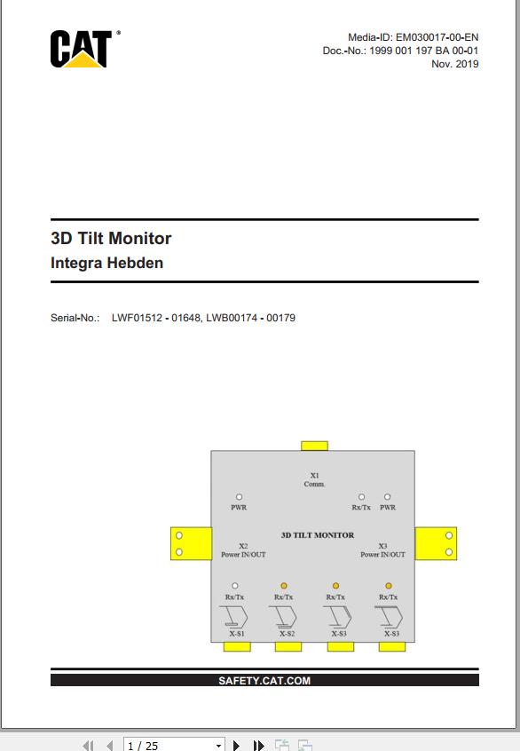CAT Roof Support 3D Tilt Monitor Operation And Maintenance Manual EM030017 1