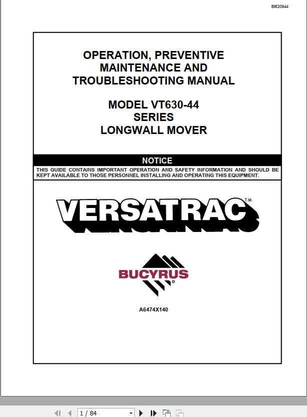 CAT Roof Support Carrier 630 Operation And Maintenance Manual BI620944