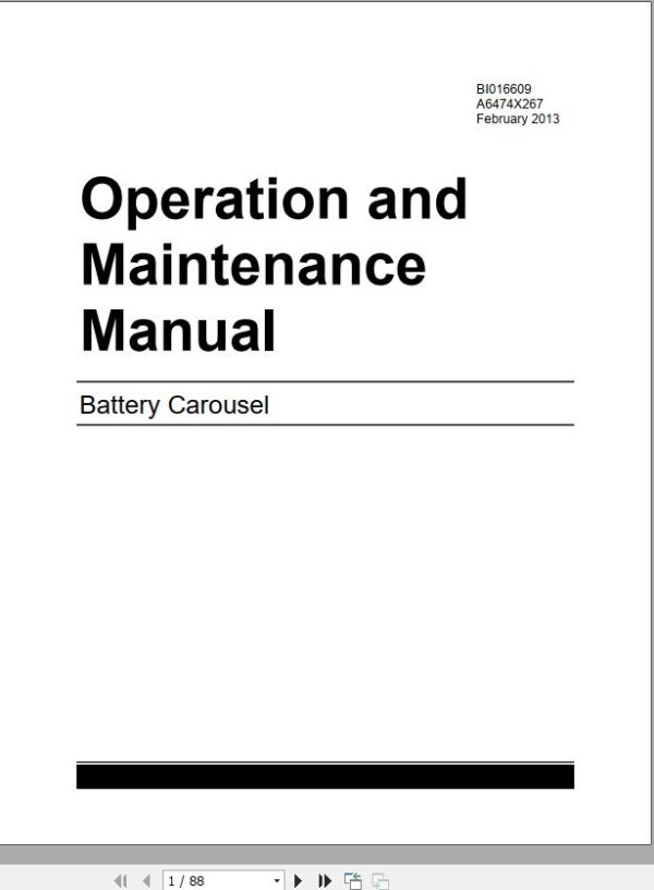 CAT Roof Support Carrier Battery Carousel Operation And Maintenance Manual BI016609