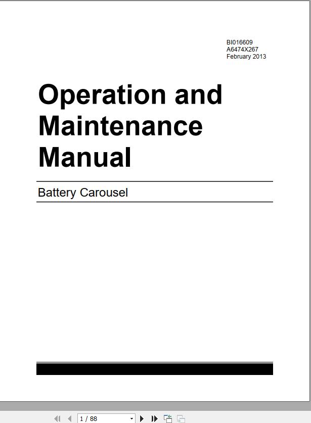 CAT Roof Support Carrier Battery Carousel Operation And Maintenance Manual BI016609