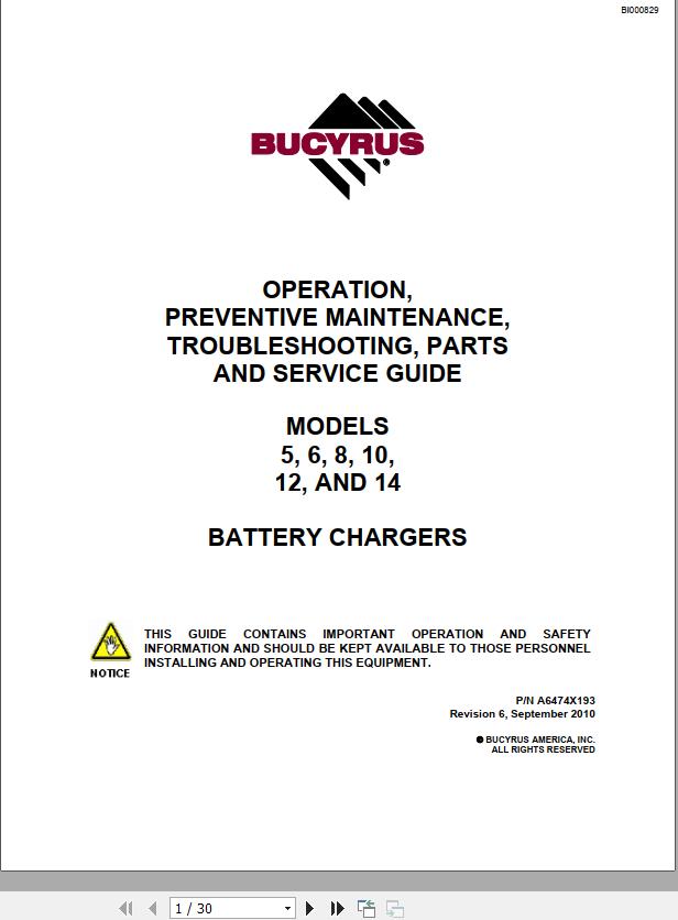 CAT Roof Support Carrier Battery Chargers 5 6 8 10 12 14 Operation And Maintenance Manual BI000829
