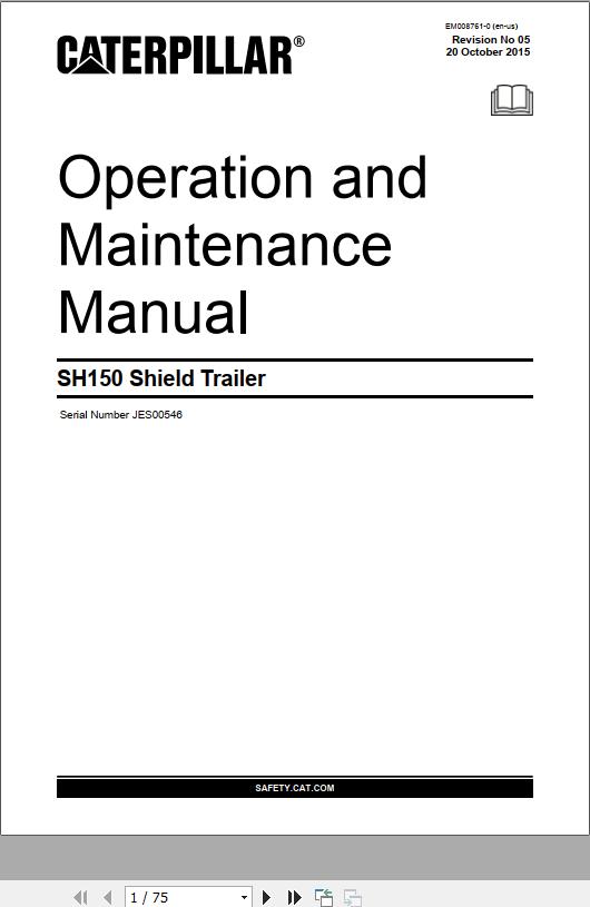 CAT Roof Support Carrier SH150 JES Operation And Maintenance Manual EM008761