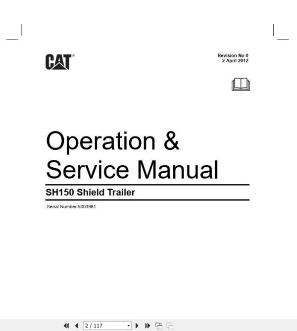CAT Roof Support Carrier SH150 Shield Trailer Operation And Maintenance Manual BI001904