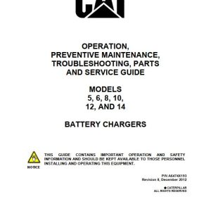 CAT Roof Support Carrier SH630 Battery Charger Operation And Maintenance Manual BI016348