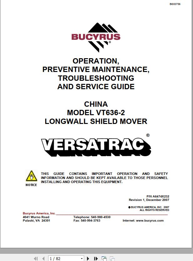 CAT Roof Support Carrier SH630 China Operation And Maintenance Manual BI000756