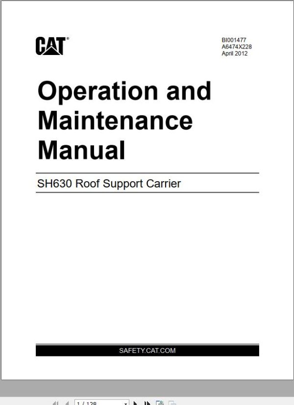 CAT Roof Support Carrier SH630 Operation And Maintenance Manual BI631481