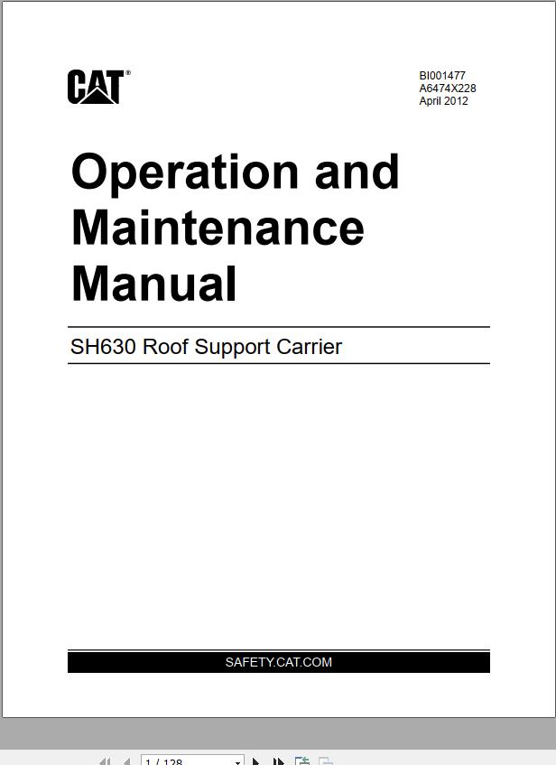 CAT Roof Support Carrier SH630 Operation And Maintenance Manual BI631481