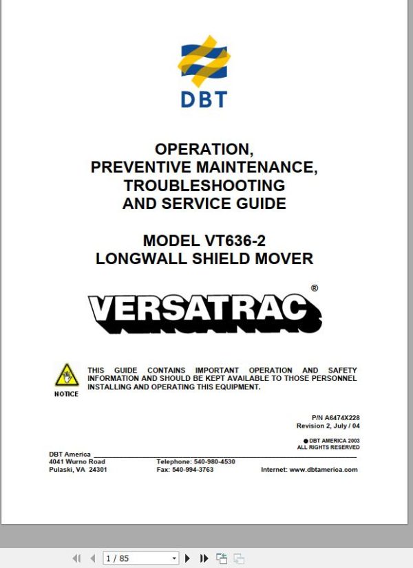 CAT Roof Support Carrier SH630 VT636 2 Battery Charger Operation And Maintenance Manual BI630070