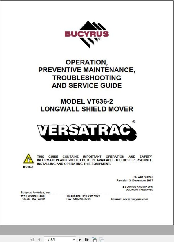CAT Roof Support Carrier SH630 VT636 2 Battery Charger Operation And Maintenance Manual BI630077