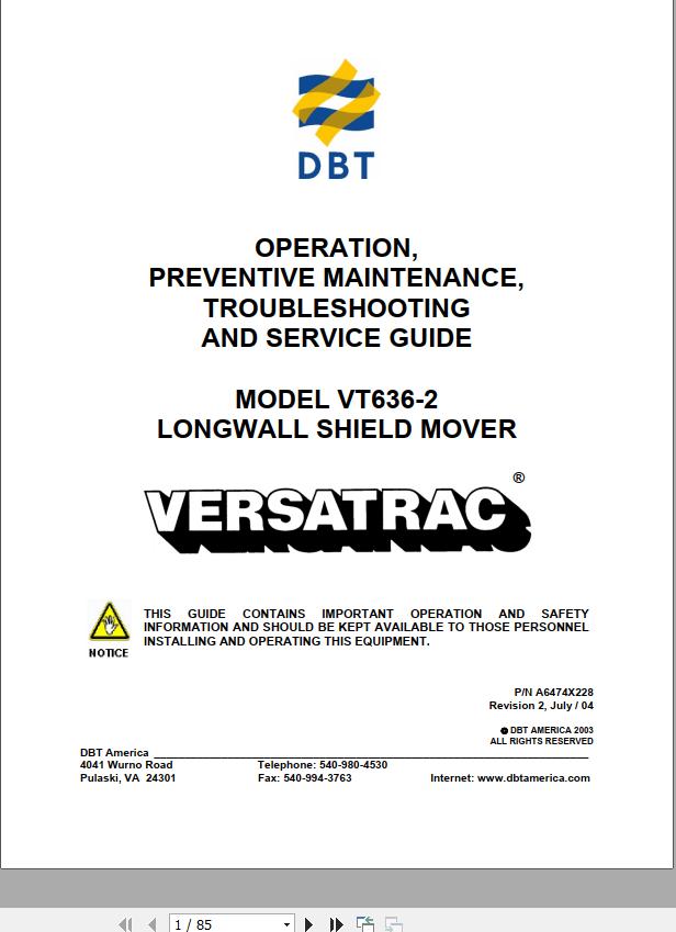 CAT Roof Support Carrier SH630 VT636 2 Operation And Maintenance Manual BI630072