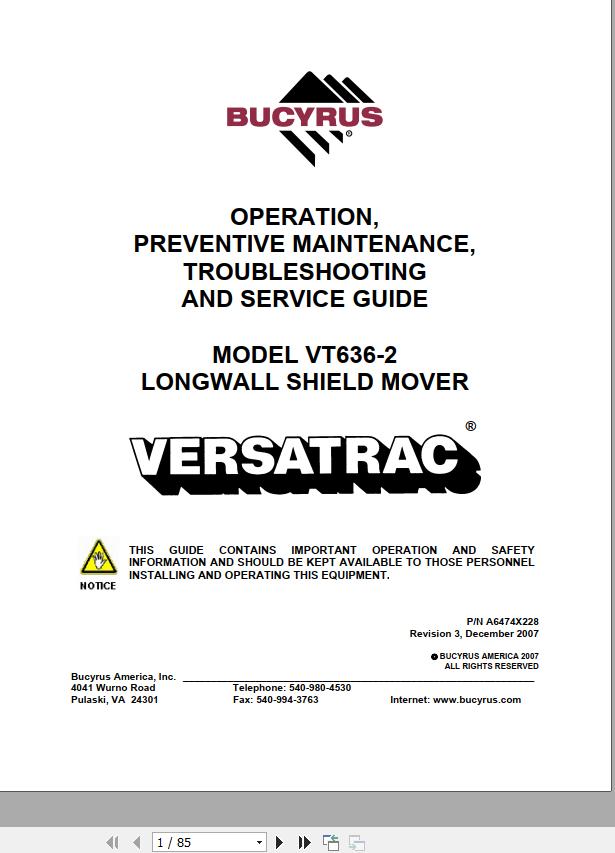 CAT Roof Support Carrier SH630 VT636 2 Operation And Maintenance Manual BI630083