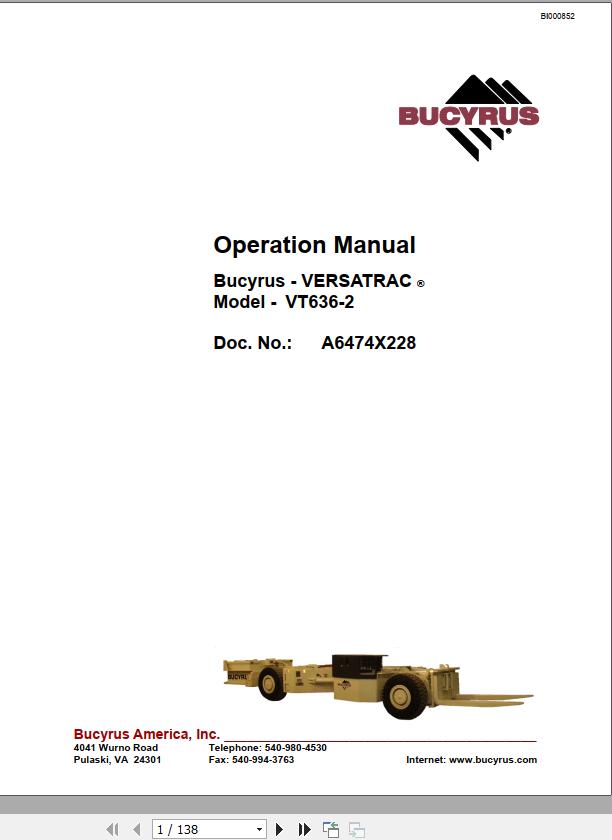 CAT Roof Support Carrier SH630 Versatrac Operation And Maintenance Manual BI000852