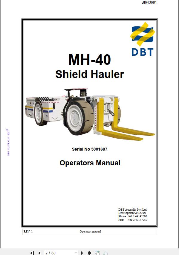 CAT Roof Support Carrier SH640 D MH40 Operation And Maintenance Manual BI643681