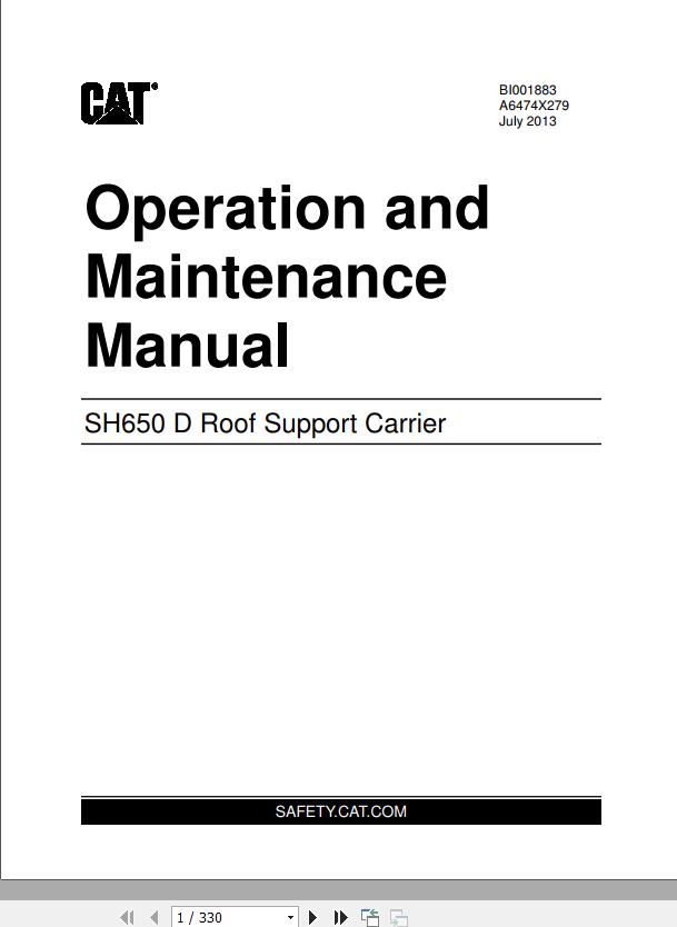 CAT Roof Support Carrier SH650 D Operation And Maintenance Manual BI001883
