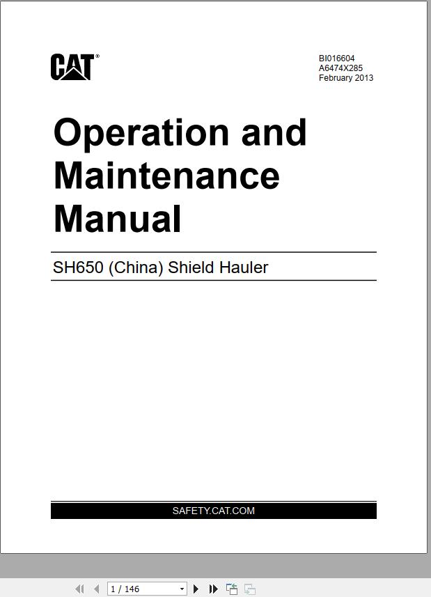 CAT Roof Support Carrier SH650 Operation And Maintenance Manual BI016604 EN ZH