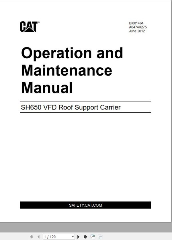 CAT Roof Support Carrier SH650 Operation And Maintenance Manual BI631494
