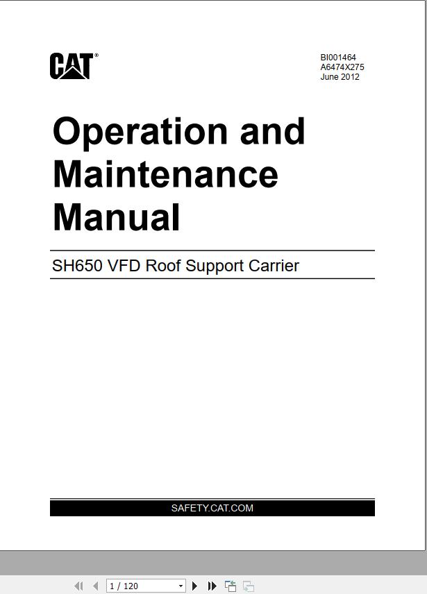 CAT Roof Support Carrier SH650 Operation And Maintenance Manual BI631494