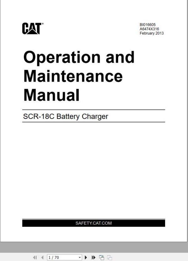 CAT Roof Support Carrier SH650 VFD SH680 Battery Charger Operation And Maintenance Manual BI016605