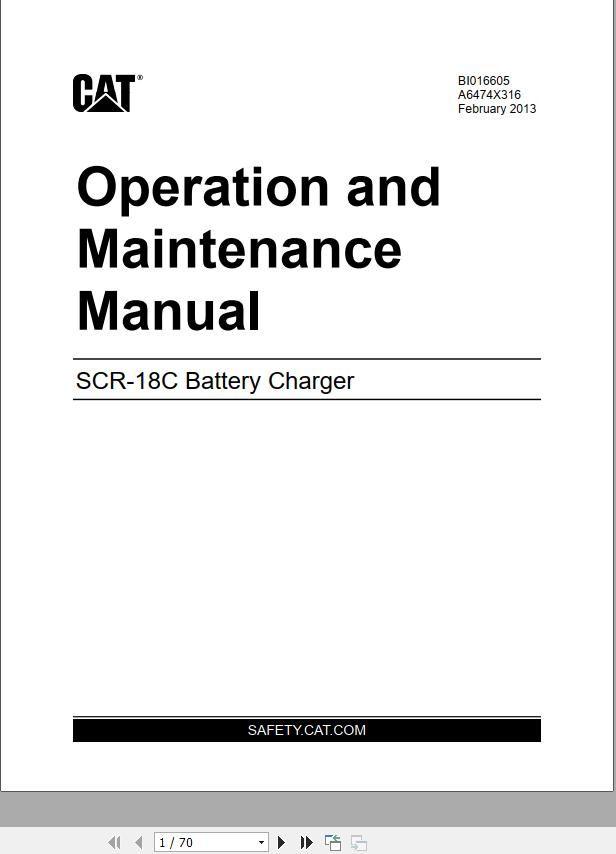 CAT Roof Support Carrier SH650 VFD SH680 Battery Charger Operation And Maintenance Manual BI016605