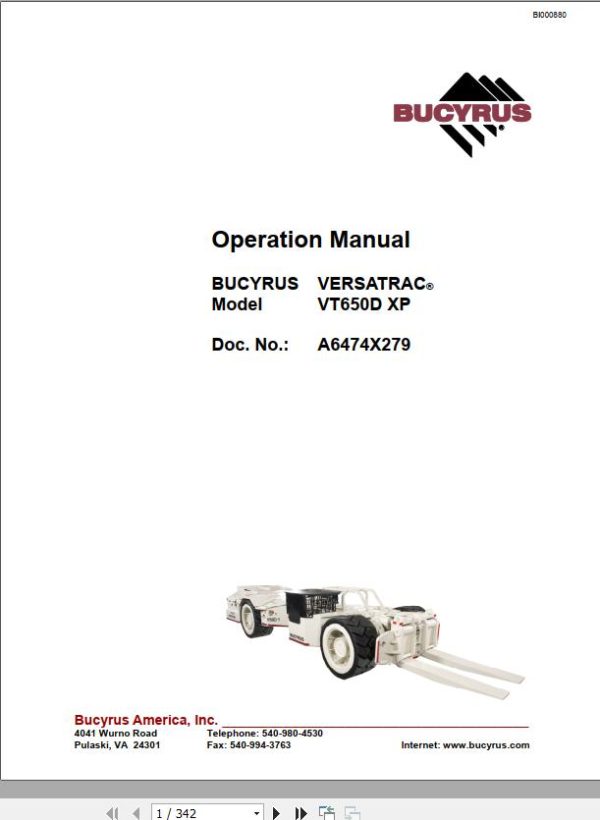 CAT Roof Support Carrier SH650D Operation Manual BI000880 1