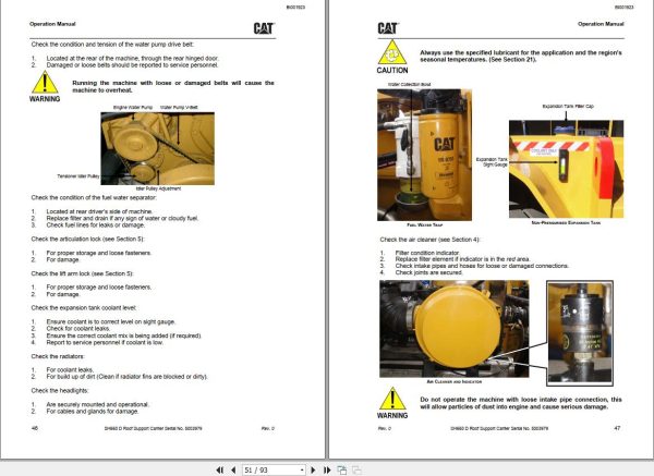 CAT Roof Support Carrier SH660 D FBL 55 Operation Manual BI001923 2