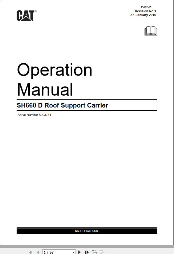 CAT Roof Support Carrier SH660 D JE3 Operation and Service Manual BI631483 1