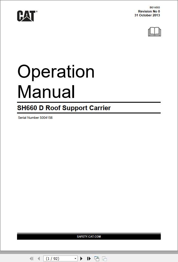 CAT Roof Support Carrier SH660 D Operation Manual BI014583 EN ZH 1