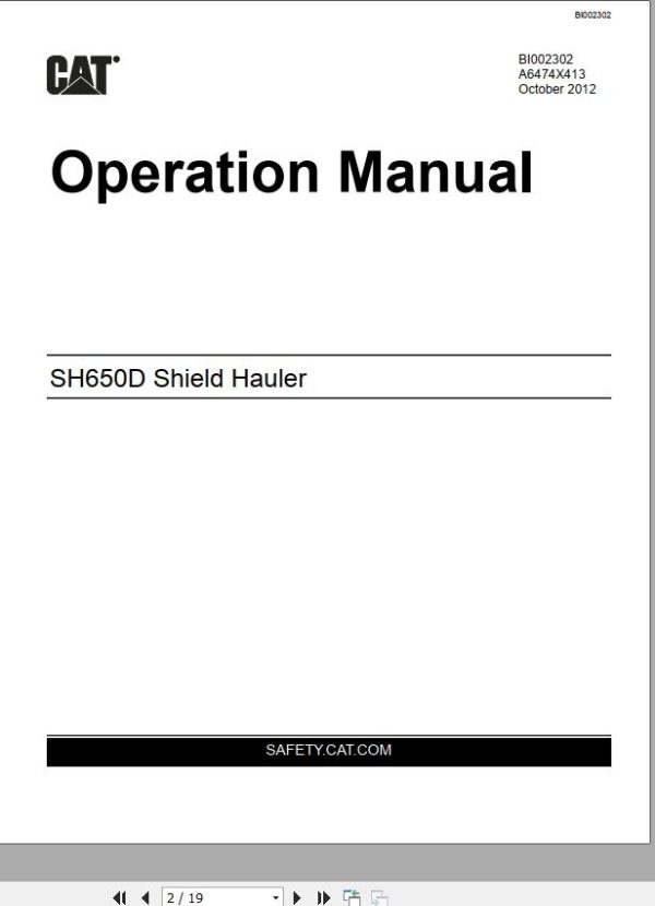CAT Roof Support Carrier VT650D SH650D Shield Hauler Operation Manual BI002302 1