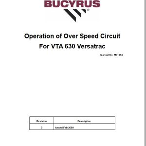 CAT Roof Support Carrier VTA 630 Versatrac Operation of Over Speed Circuit BI620061 1
