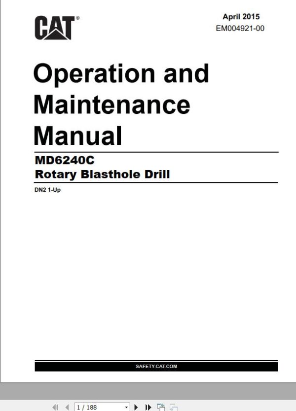 CAT Rotary Blasthole Drill MD6240 MD6420C Operation and Maintenance Manual EM004921
