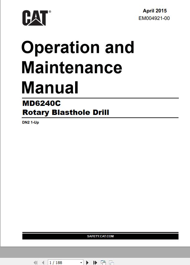CAT Rotary Blasthole Drill MD6240 MD6420C Operation and Maintenance Manual EM004921
