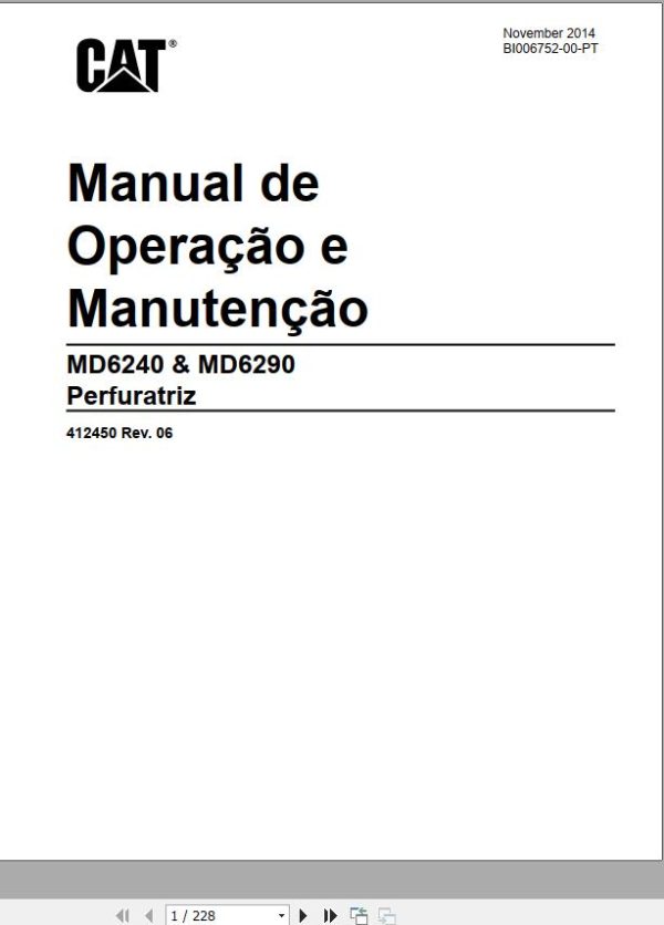 CAT Rotary Blasthole Drill MD6290 SKF Operation and Maintenance Manual BI006752 EN PT