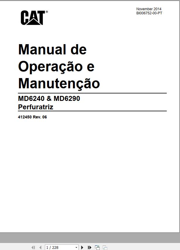 CAT Rotary Blasthole Drill MD6290 SKF Operation and Maintenance Manual BI006752 EN PT