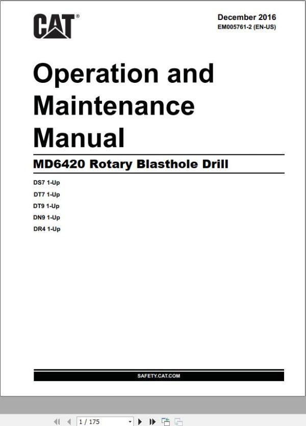 CAT Rotary Blasthole Drill MD6420 Operation and Maintenance Manual EM005761