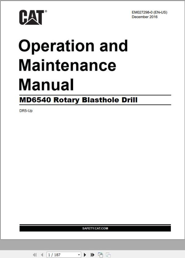 CAT Rotary Blasthole Drill MD6540 Operation and Maintenance Manual EM027298