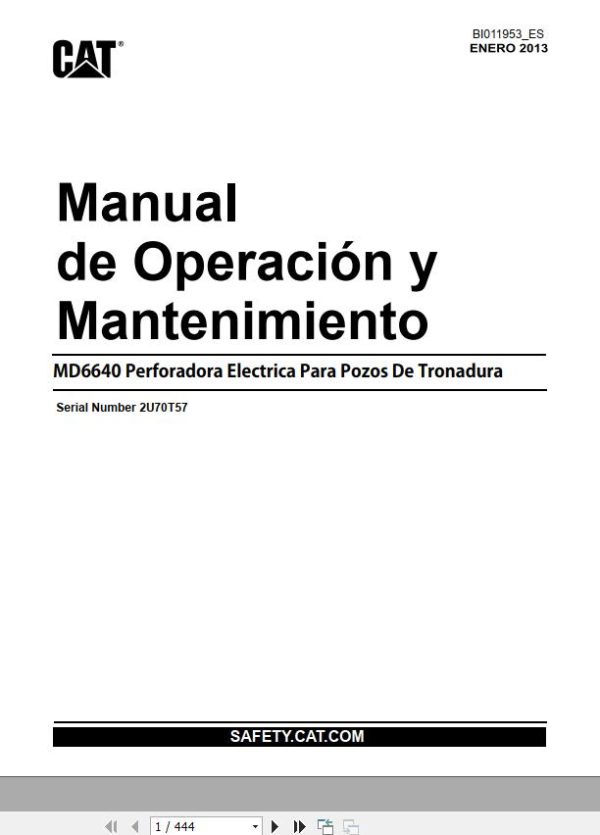 CAT Rotary Blasthole Drill MD6640 Operation and Maintenance Manual BI011953