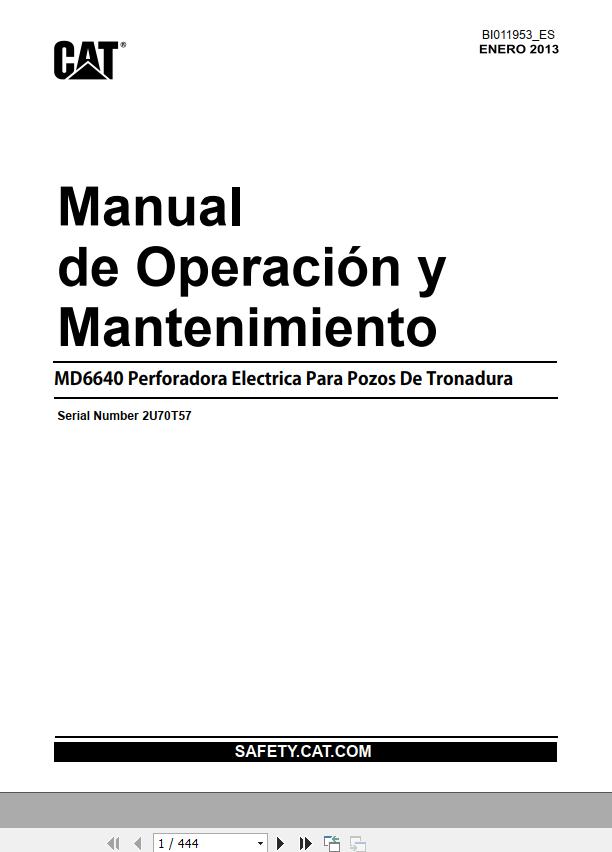 CAT Rotary Blasthole Drill MD6640 Operation and Maintenance Manual BI011953