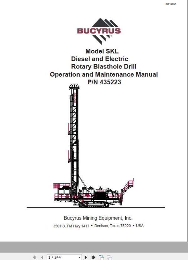 CAT Rotary Blasthole Drill MD6640 SKL Diesel and Electric Operation and Maintenance Manual BI615857