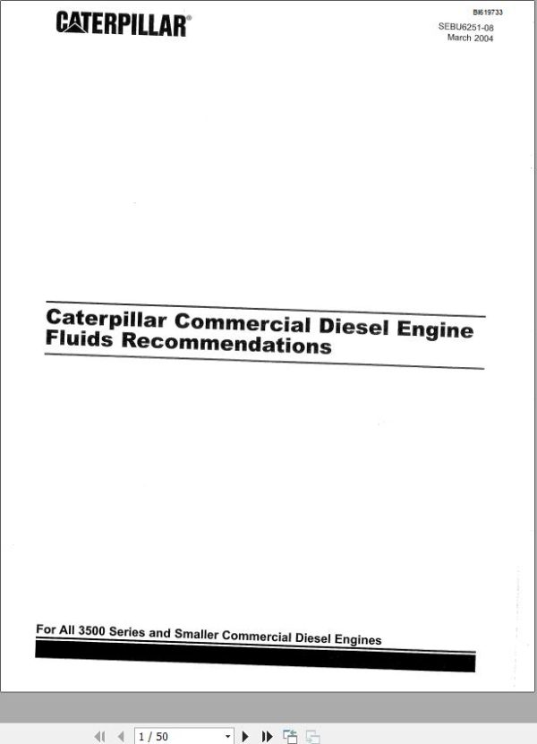 CAT Rotary Track Drill 39HR Caterpillar Commercial Diesel Engine Fluids Recommendations Manual BI619733