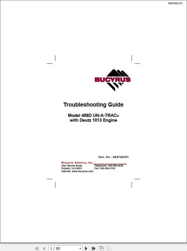 CAT Scoop 488D SU488DN Troubleshooting Guide BI000922