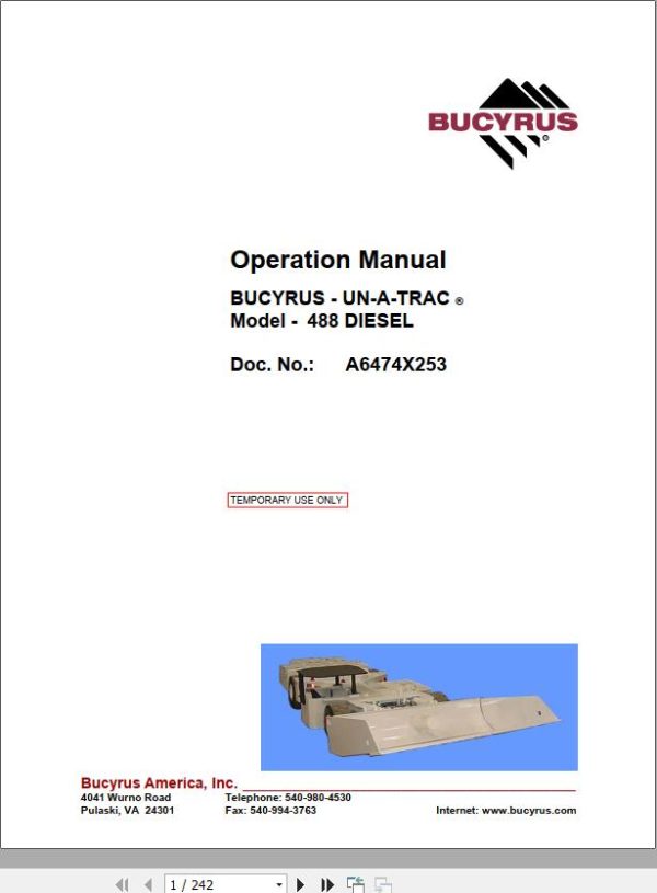 CAT Scoop SU488 D 488 2784 Operation and Maintenance Manual BI629757 1