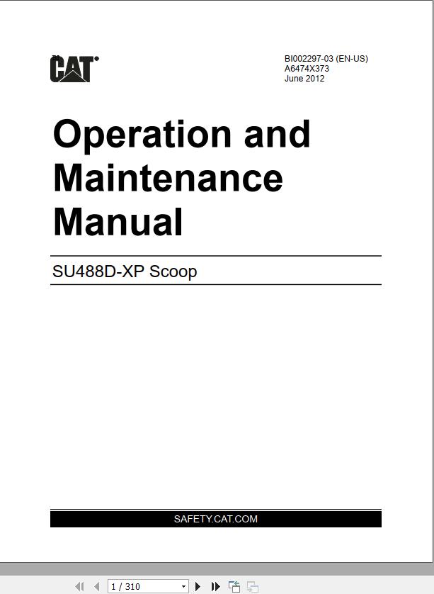 CAT Scoop SU488 D 488 2784 to 488 4166 Operation and Maintenance Manual BI002297 1