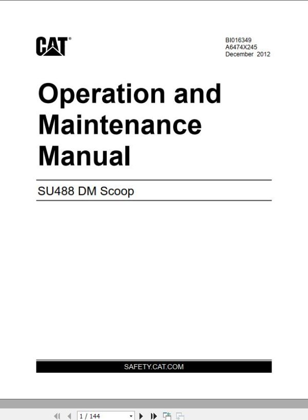 CAT Scoop SU488 DM 488 4185 Operation and Maintenance Manual BI631460 1