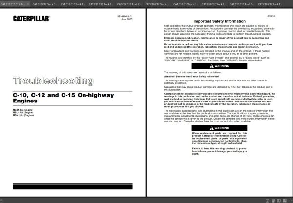 CAT Truck Engine C10 C12 Manual Schematic Electrical Troubleshooting 1