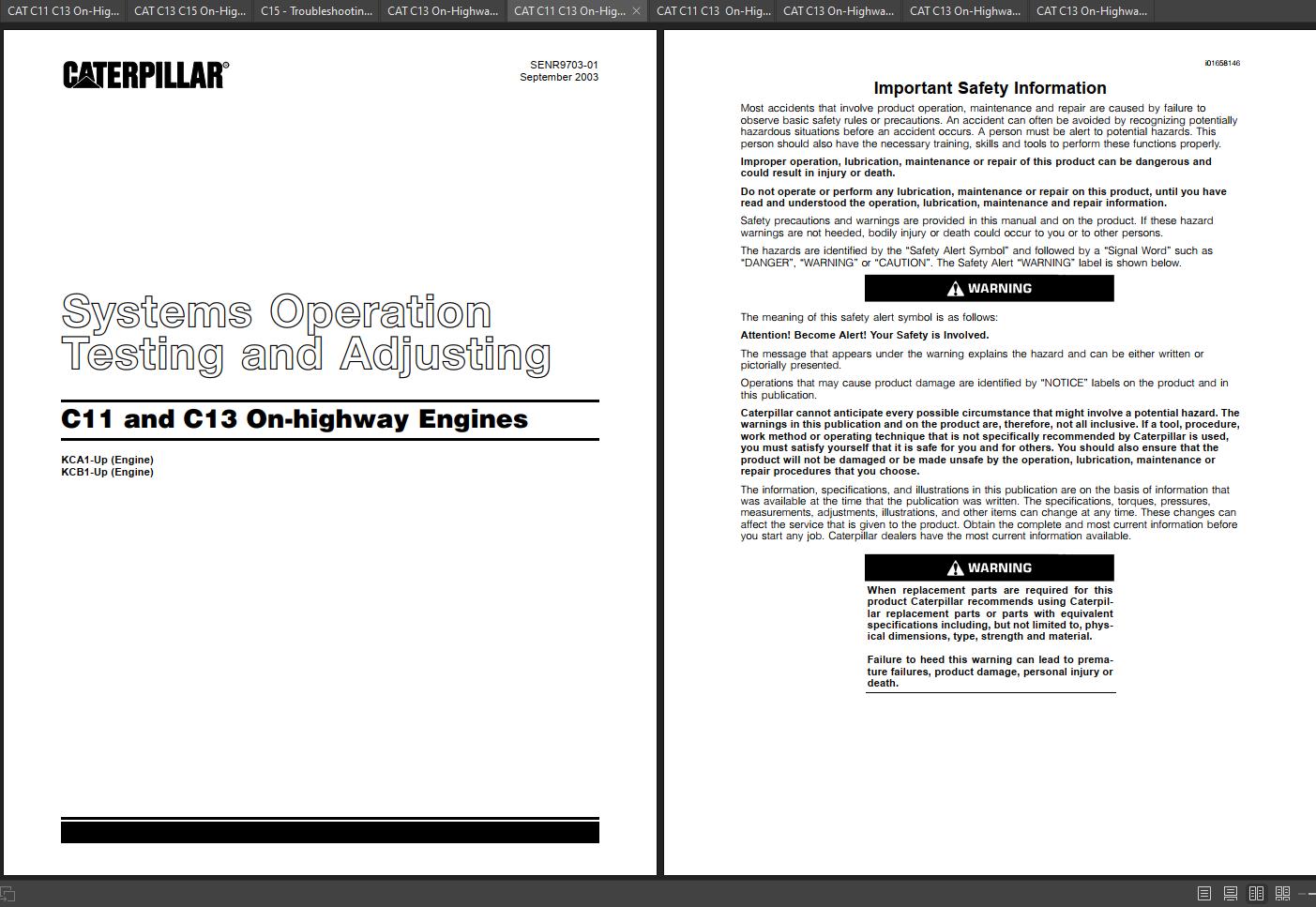 CAT Truck Engine C11 C13 Manual Schematic Electrical Troubleshooting 1